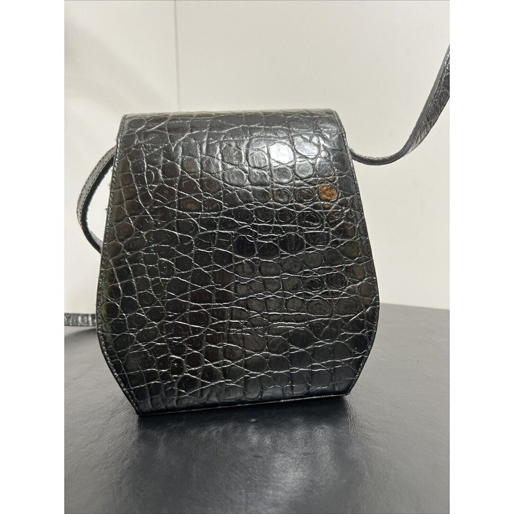 Vintage Albert Nipon Embossed Leather Crossbody B… - image 4